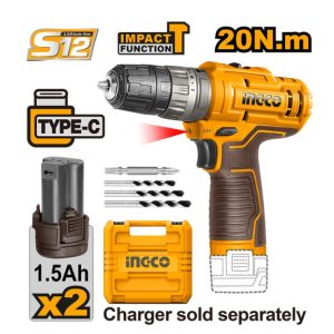 دریل پیچ گوشتی شارژی چکشی 12 ولت اینکو مدل CIDLI12202